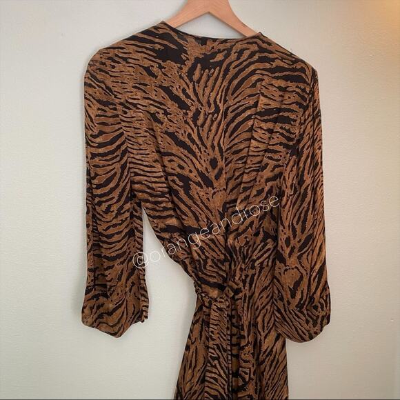 GANNI Tiger Animal Print Wrap Sexy Mini Dress 38/M - Picture 8 of 11